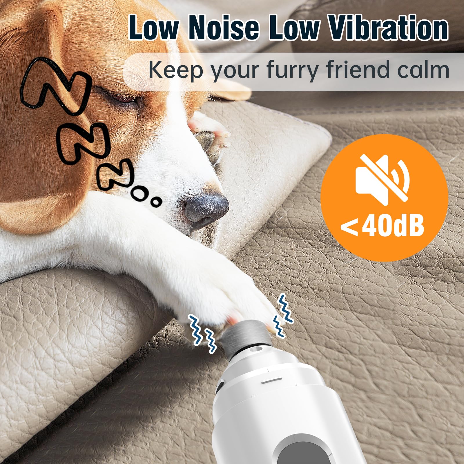 Low-noise Barkitty nail grinder minimizes stress during grooming