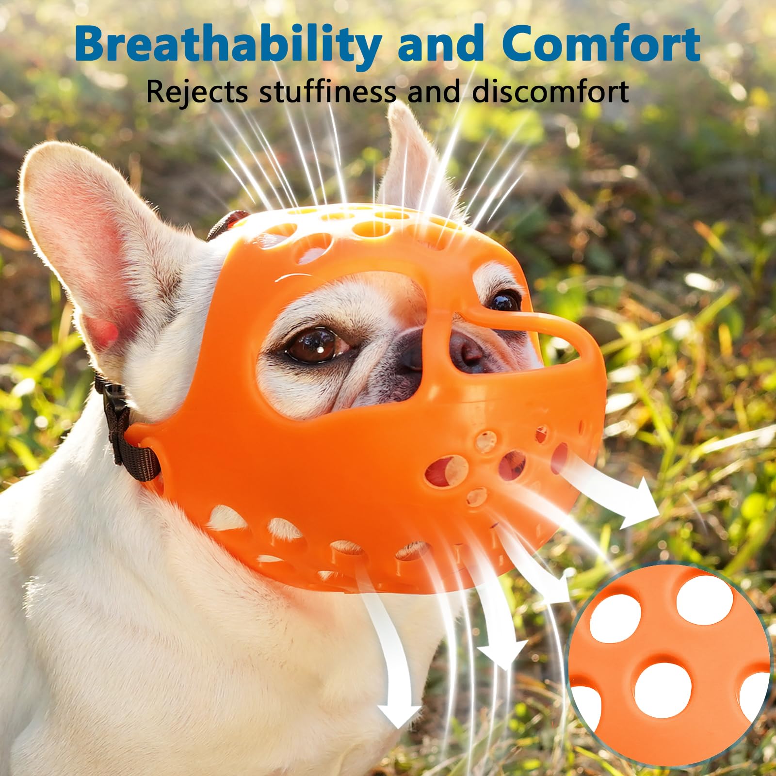 BARKLESS short snout muzzle size M guide for brachycephalic breeds like French Bulldog