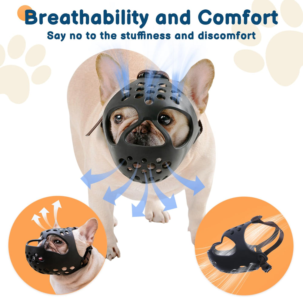 BARKLESS dog muzzle with adjustable nylon strap for secure, customizable fit.