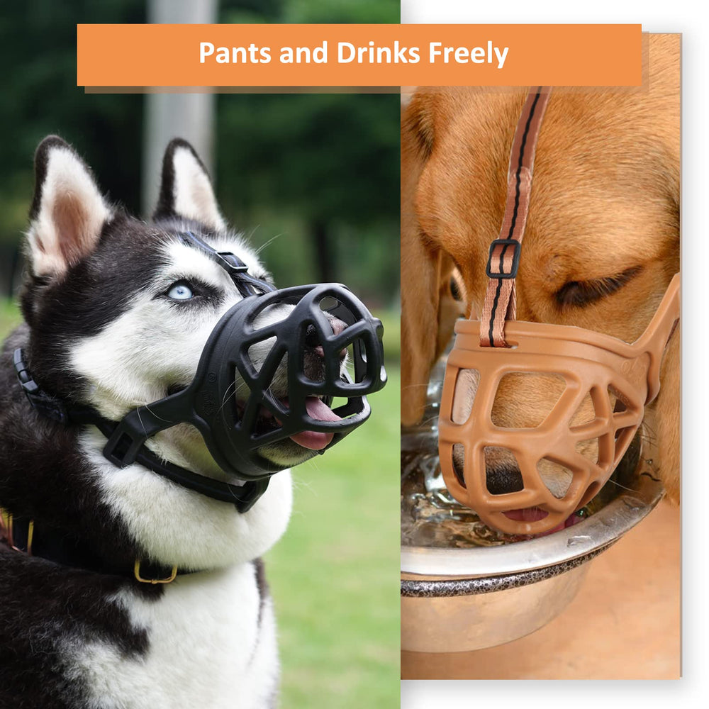 BARKLESS large-dog muzzle worn during grooming session.
