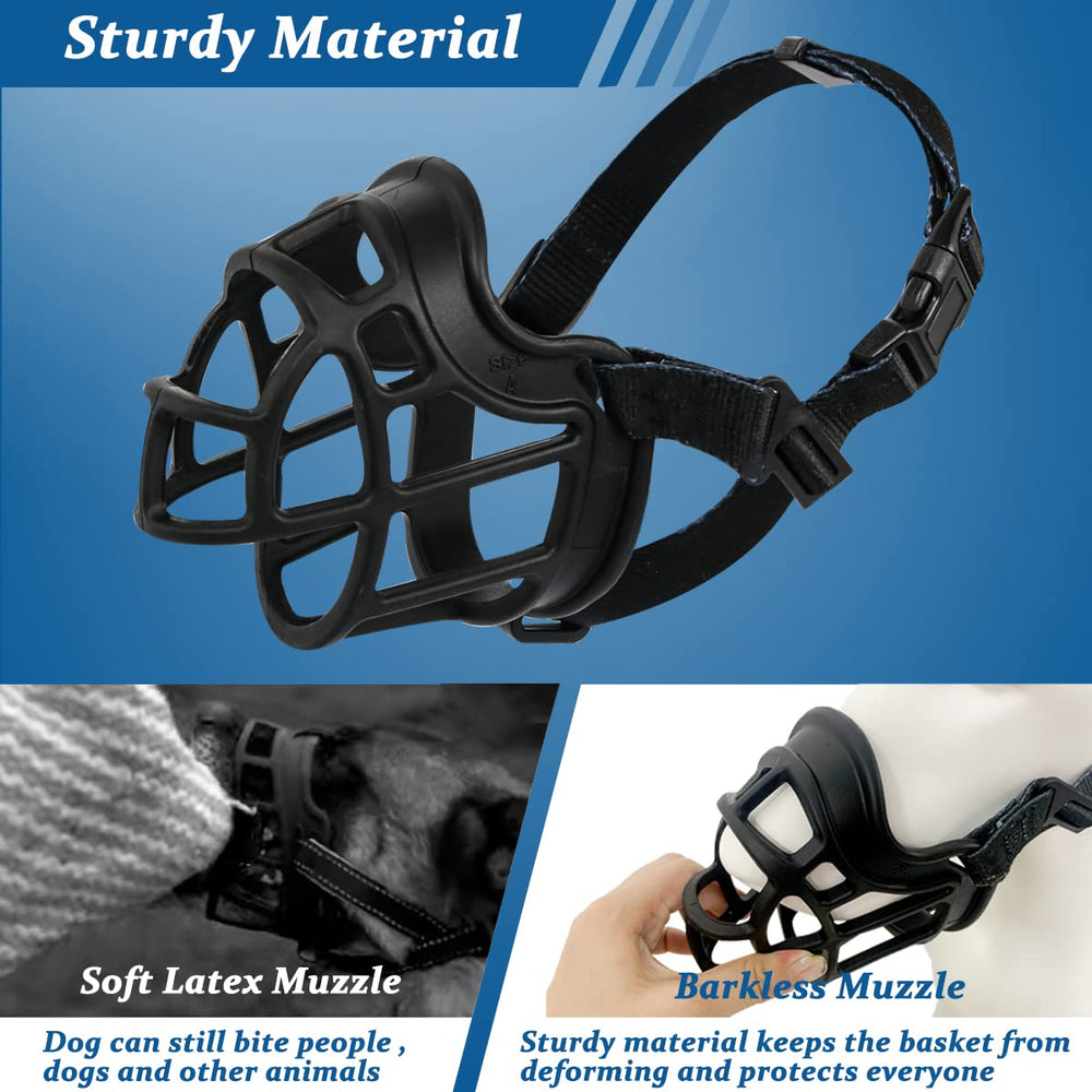 BARKLESS thermoplastic malleable muzzle adapts to broad noses for a tailored fit