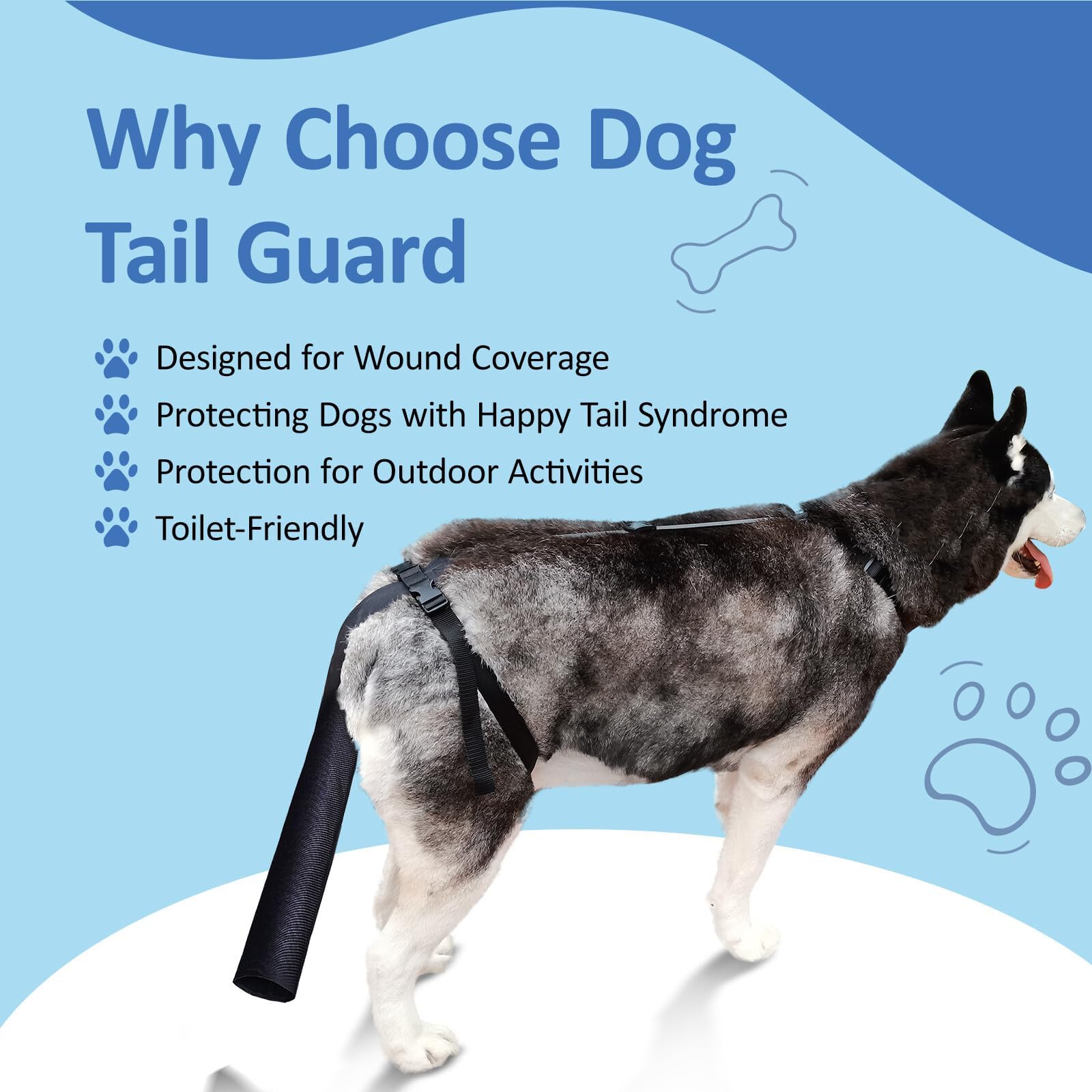 BARKLESS secure-fit tail protector staying in place during activity
