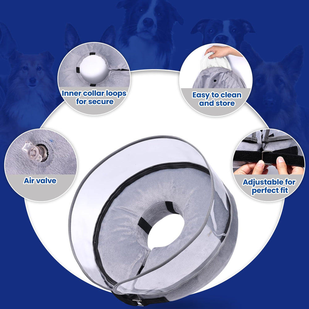 BARKLESS donut cone supports recovery at home or while traveling.