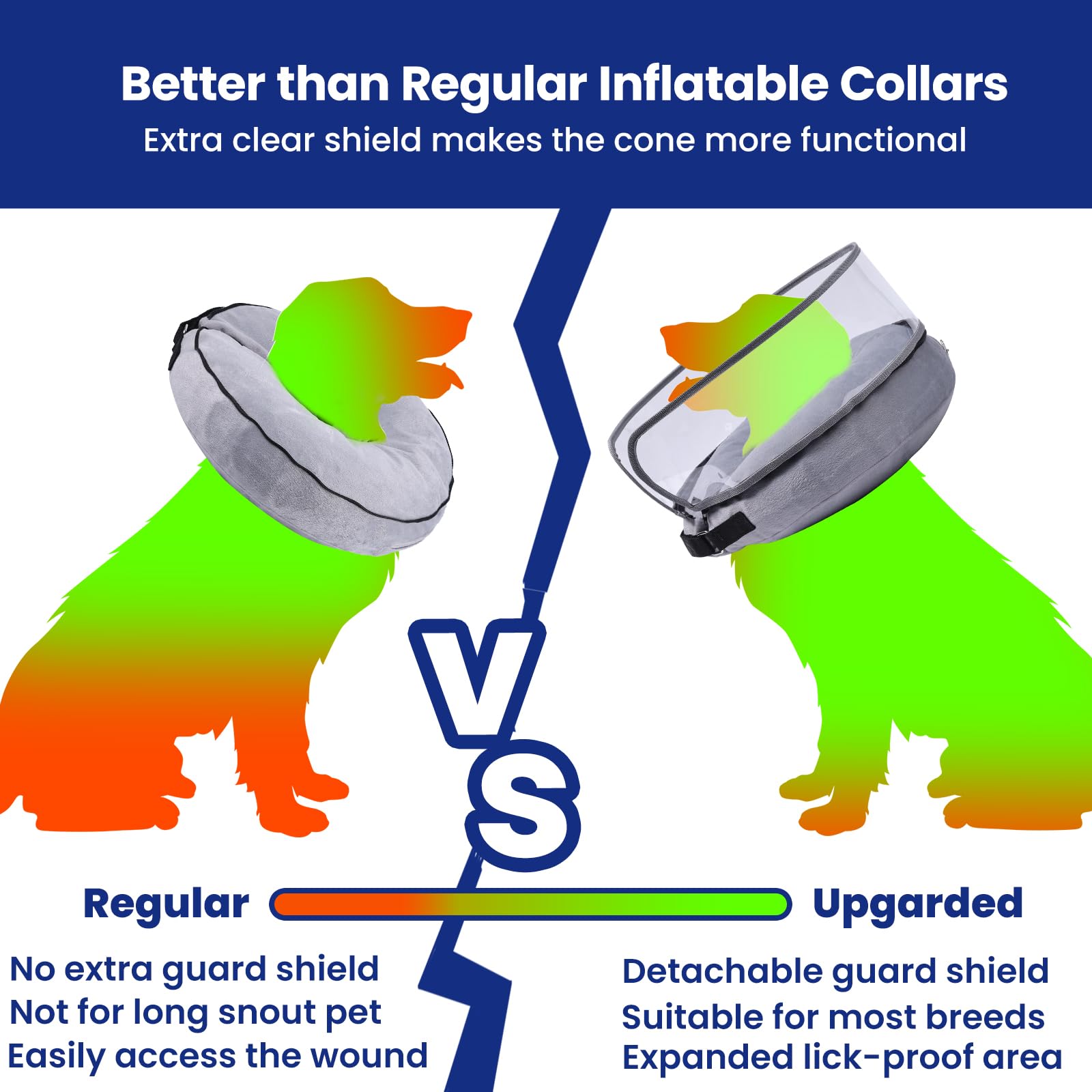 BARKLESS donut shield detaches for easy wound protection and versatile use.