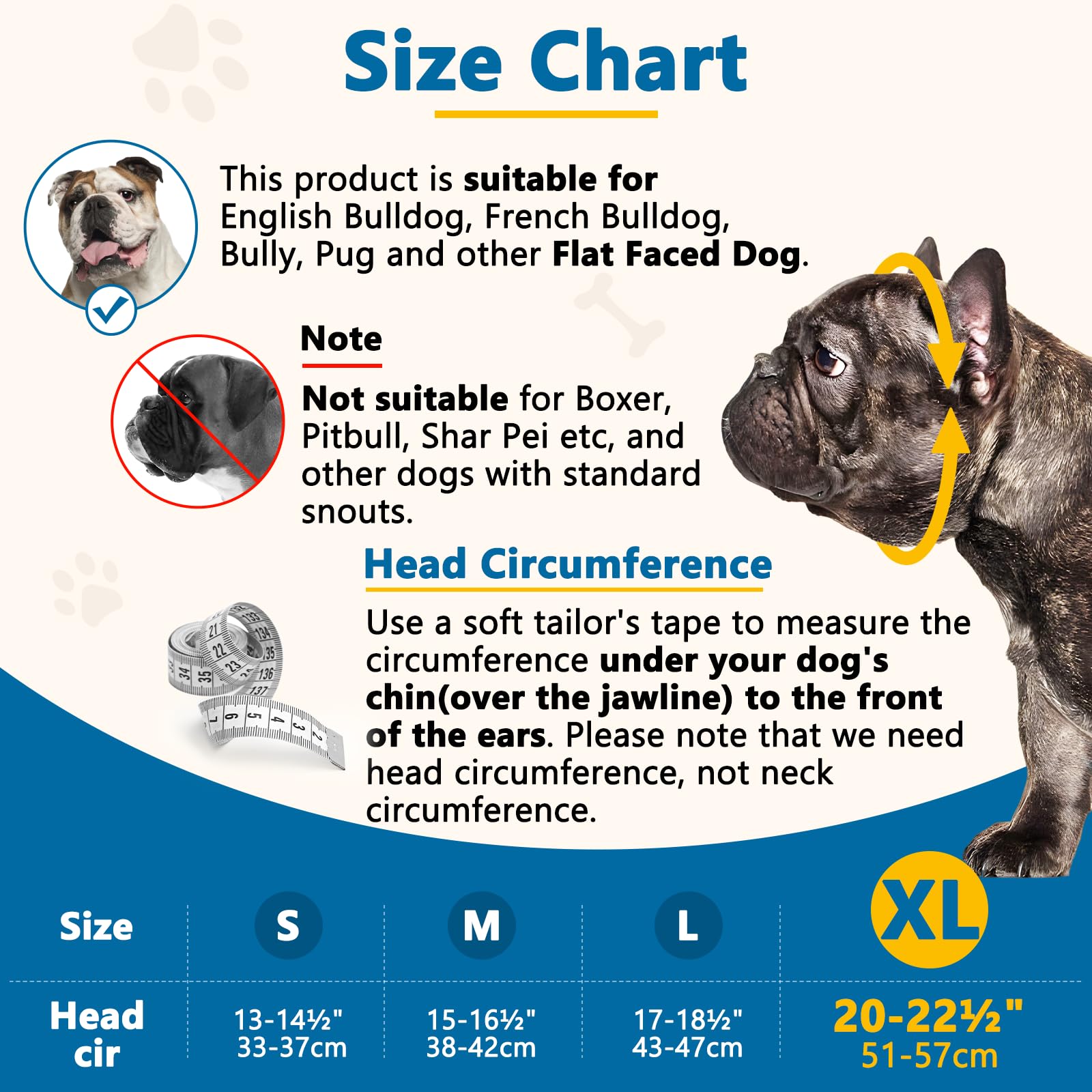BARKLESS flat-faced muzzle with three-hole design for clear view and easier breathing.