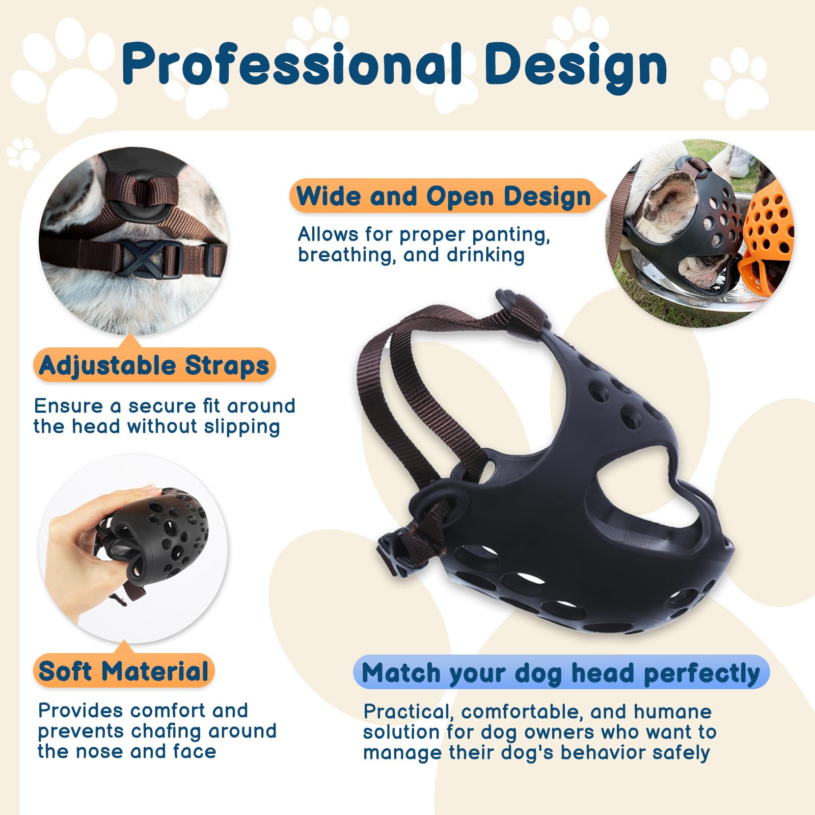 BARKLESS Frenchie muzzle preventing nibbling during outdoor walk