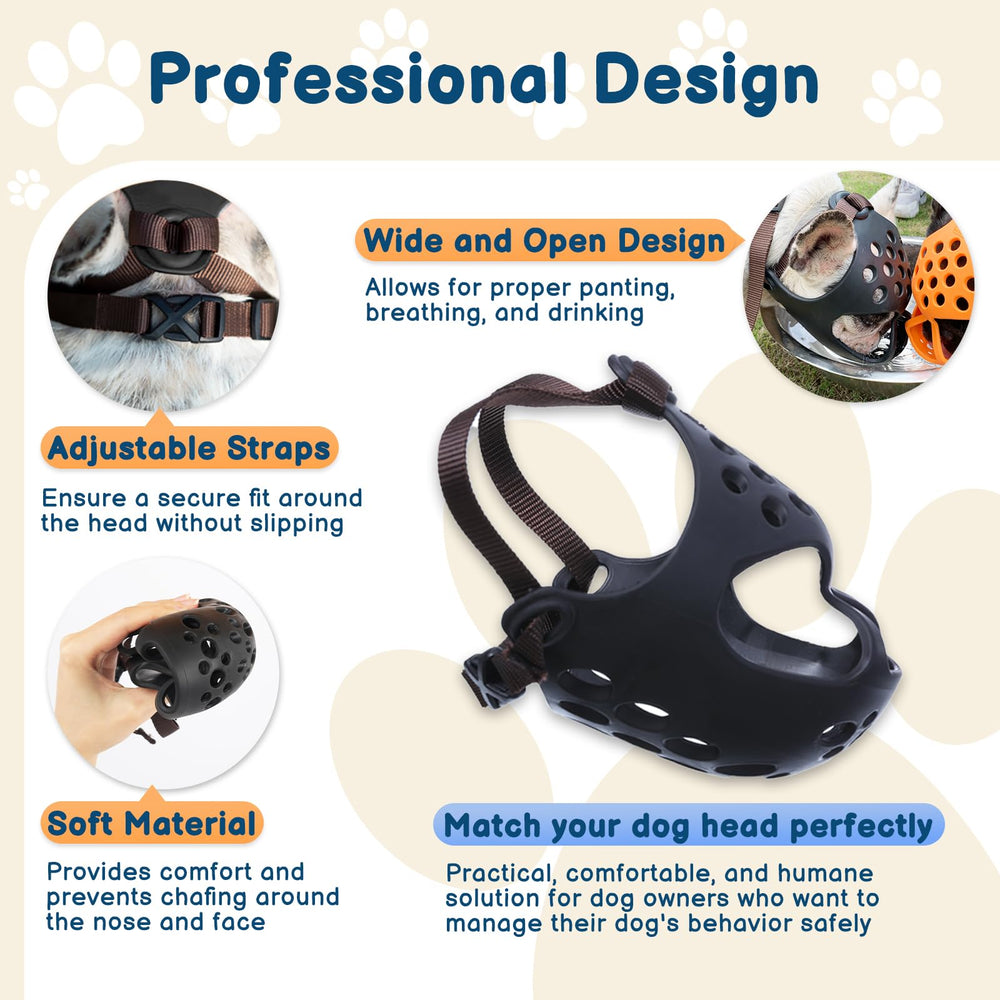 BARKLESS Frenchie muzzle preventing nibbling during outdoor walk