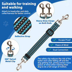 BARKLESS Head Collar dual clasp connector secures leash setup for safety.