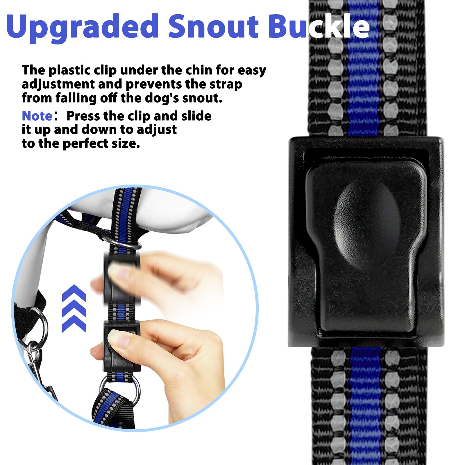 Reflective strips on the collar improve night-time visibility for safety.