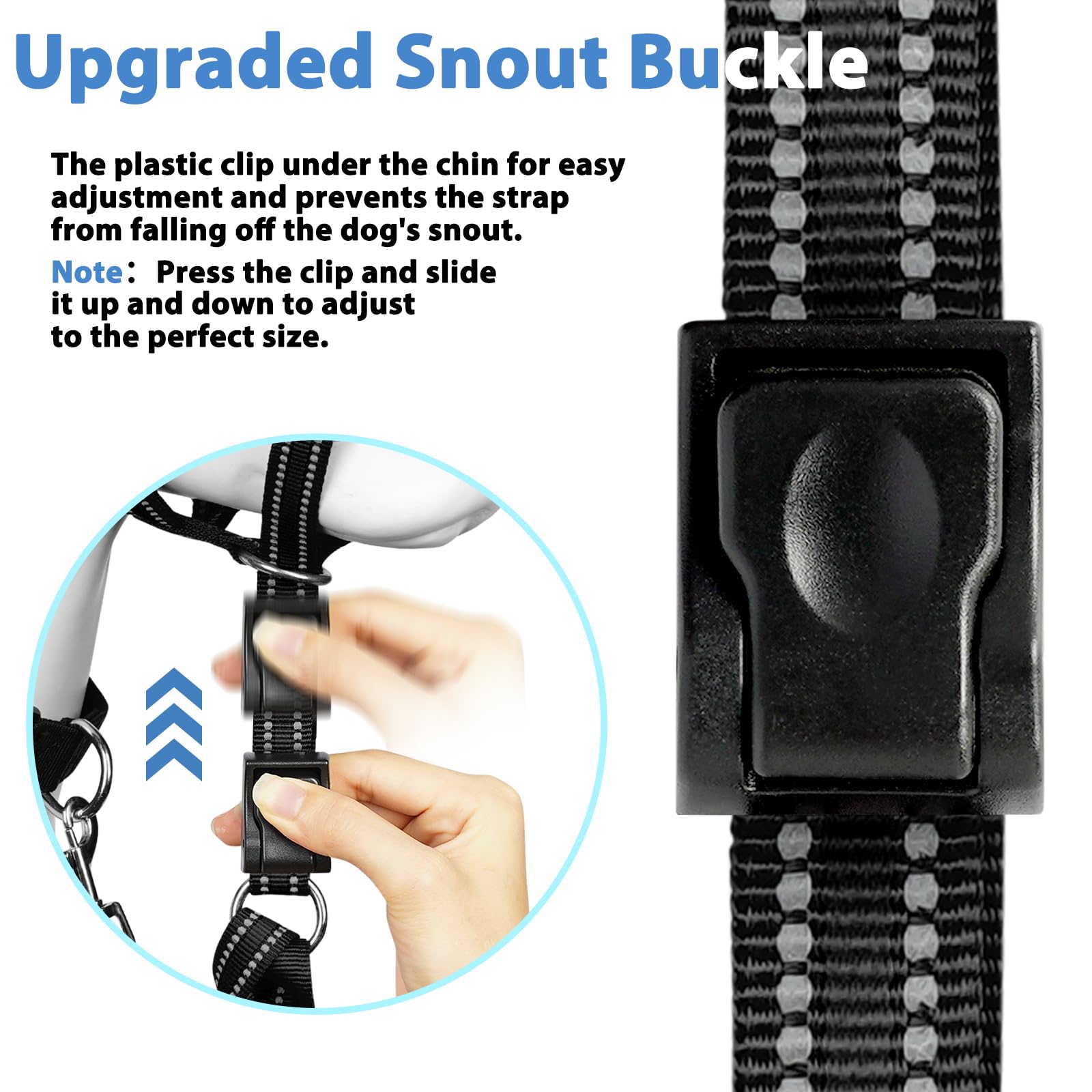 BARKLESS Head Collar reflective strips boost visibility in low light.