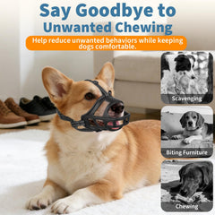 BARKLESS large dog muzzle with adjustable neck buckle for a secure and comfy fit.