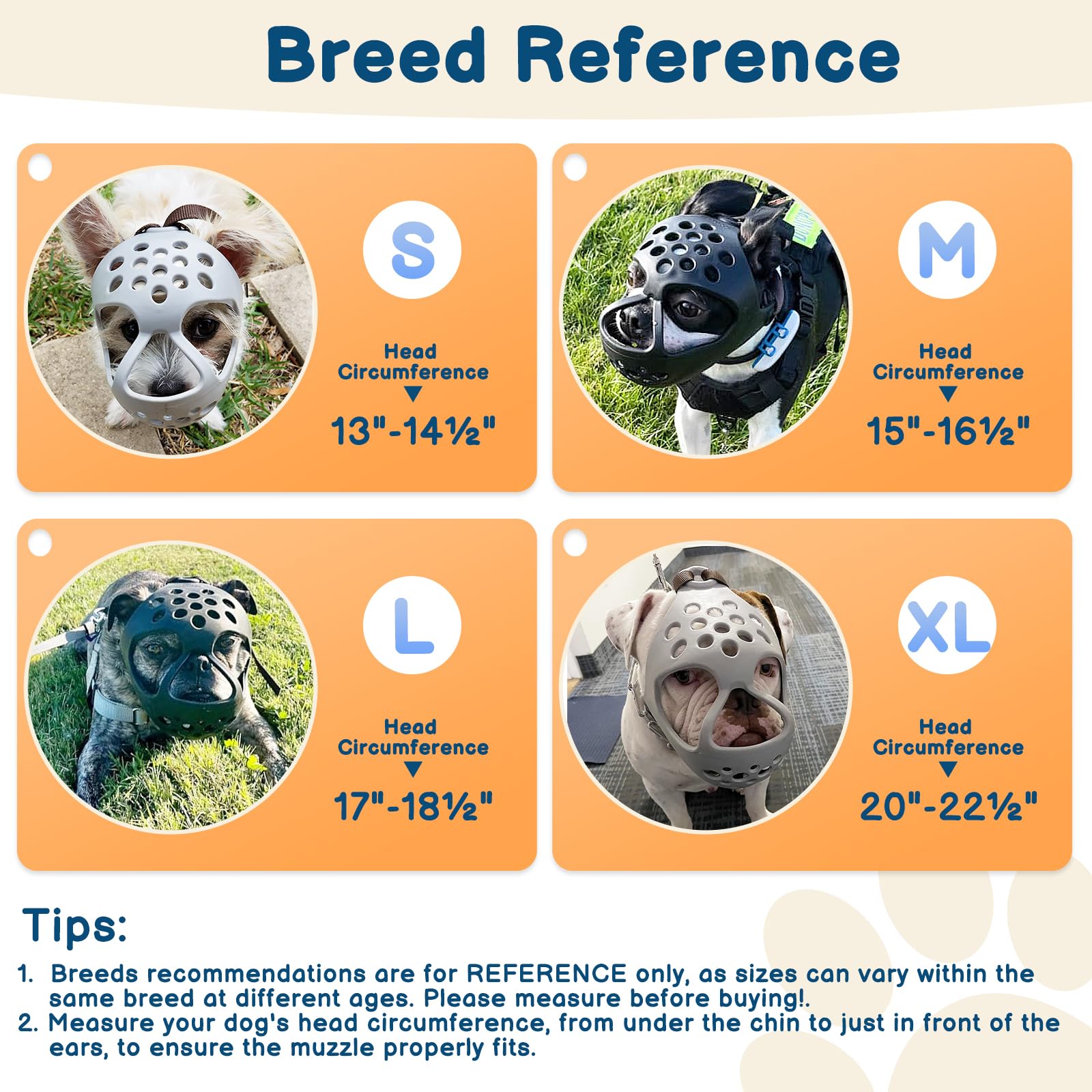 Measurement guide image showing how to determine muzzle size for BARKLESS