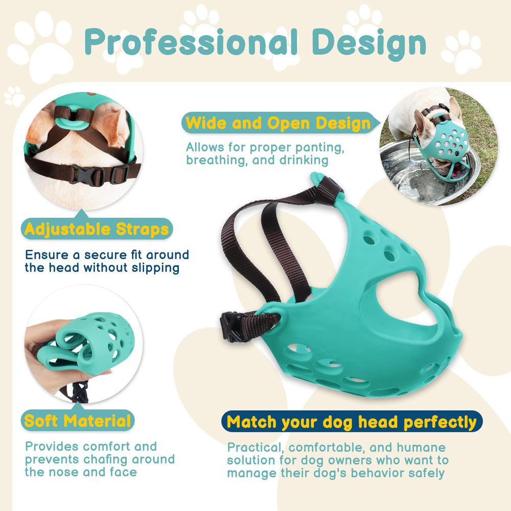 Close-up of breathable openings shows airflow for comfortable panting with the BARKLESS muzzle.
