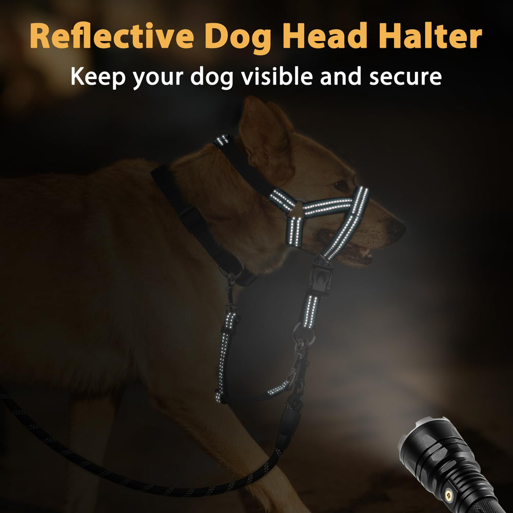 BARKLESS Muzzle leash combo with safety clip adds security.
