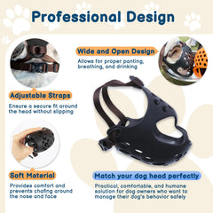 BARKLESS muzzle designed to prevent biting during walks and grooming sessions.