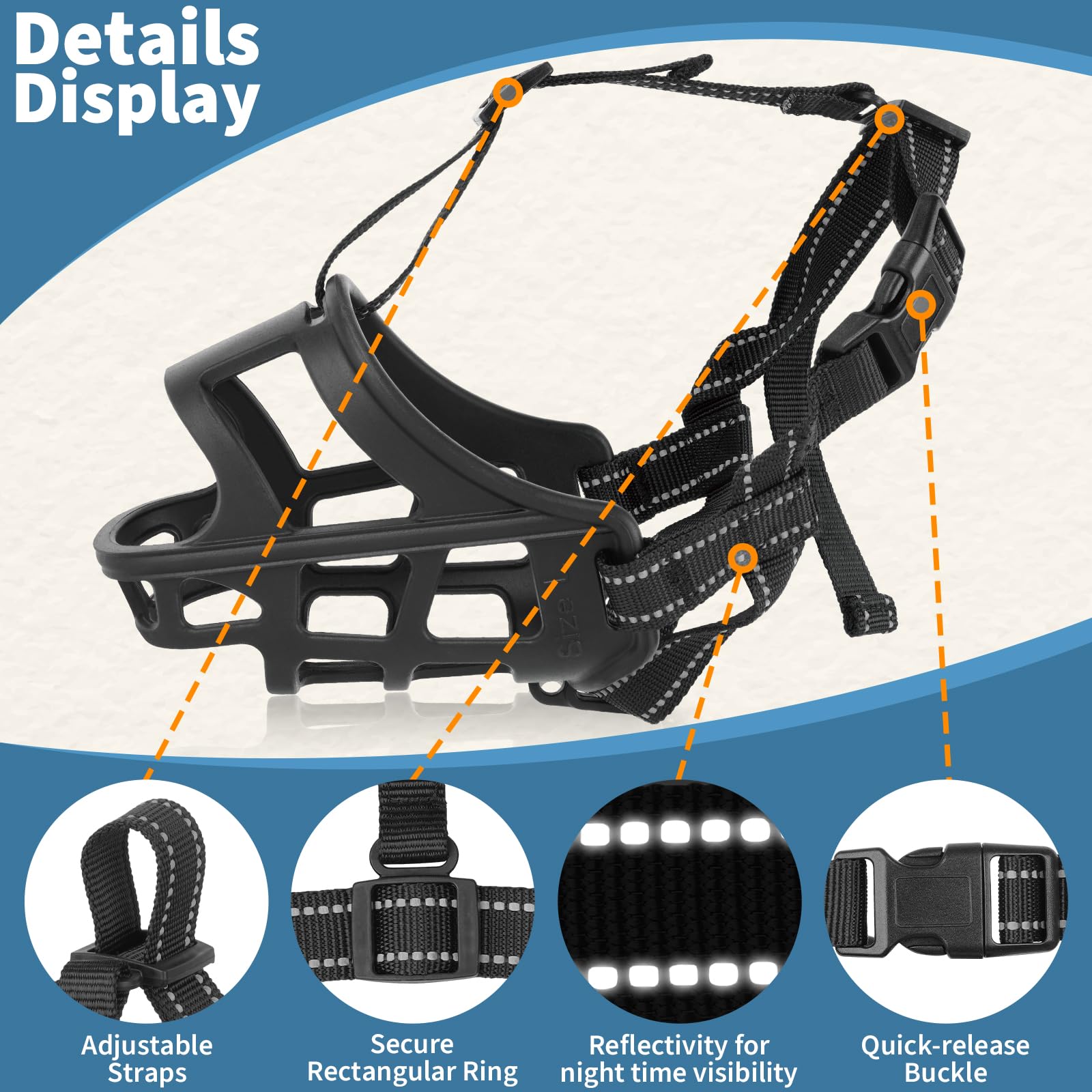 BARKLESS muzzle with quick release buckle allows easy on and off in seconds.