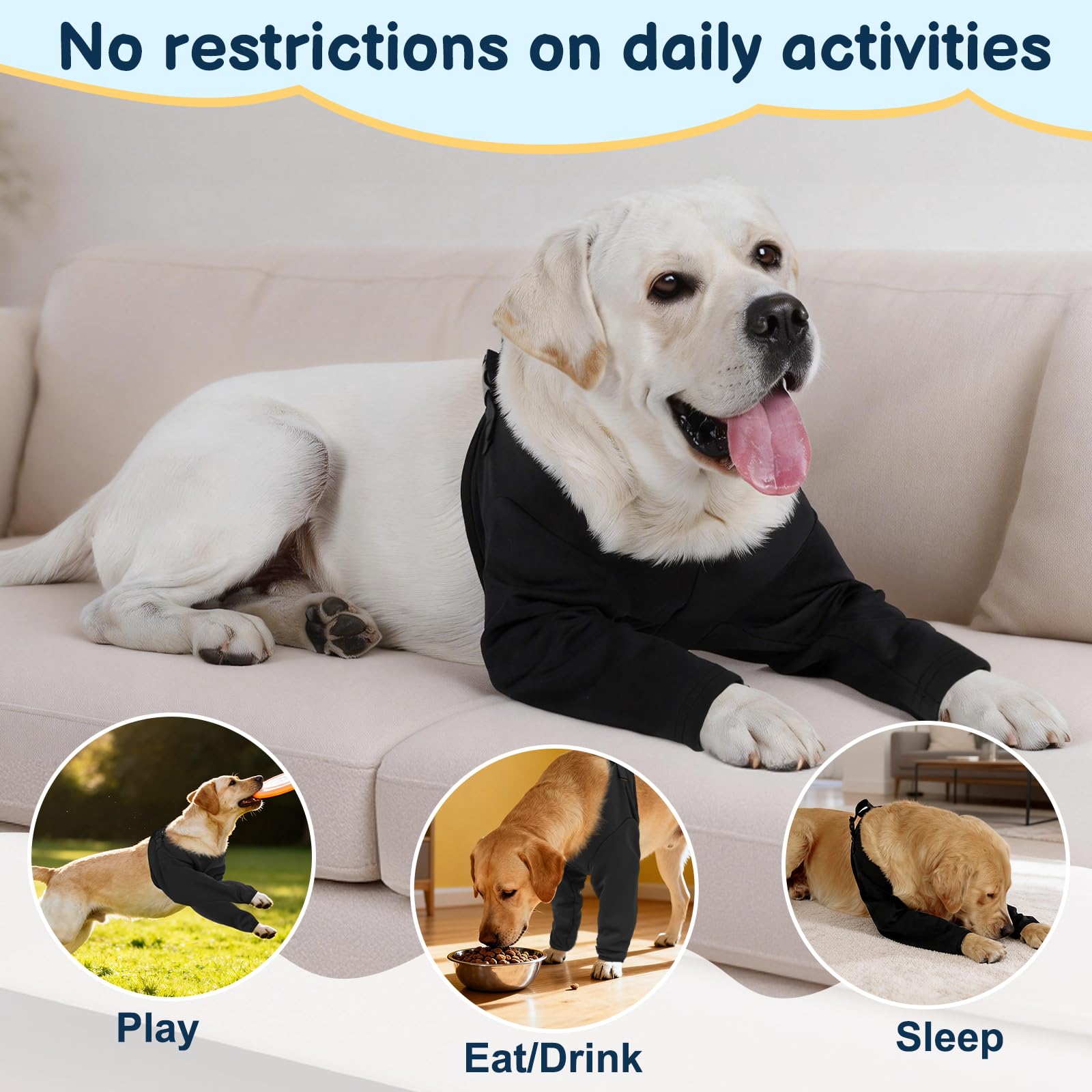 BARKLESS size L fits large dogs with leg height and chest measurements.