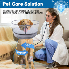 BARKLESS 2-in-1 inflatable cone worn by a dog supports movement