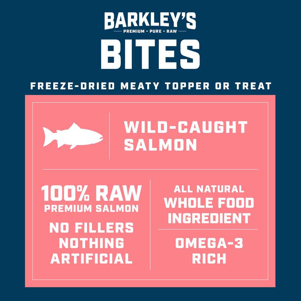 Barkley’s Bag Salmon Bites close-up of salmon nuggets for quick rewards.