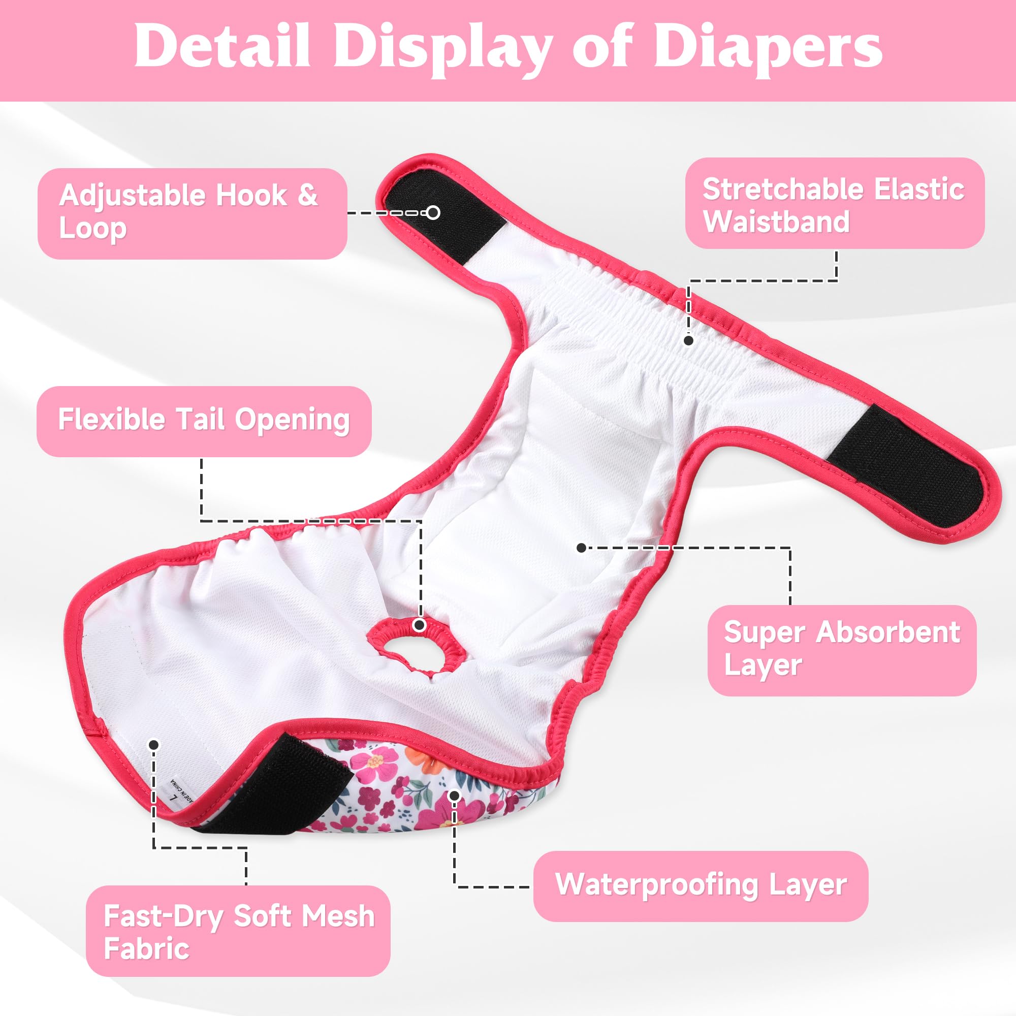 Inner moisture-wicking layer visible in Barklincharm diaper for drier wear.