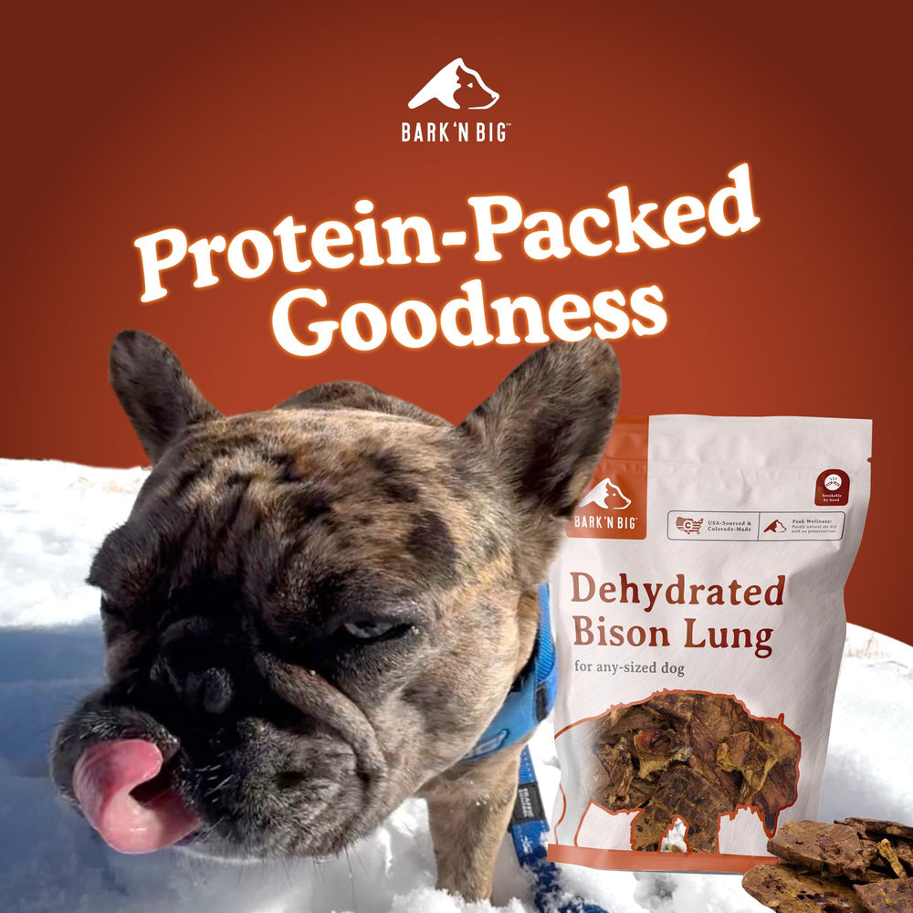 USA-made BARK'N BIG dog treat with bison lung, ideal for training rewards.