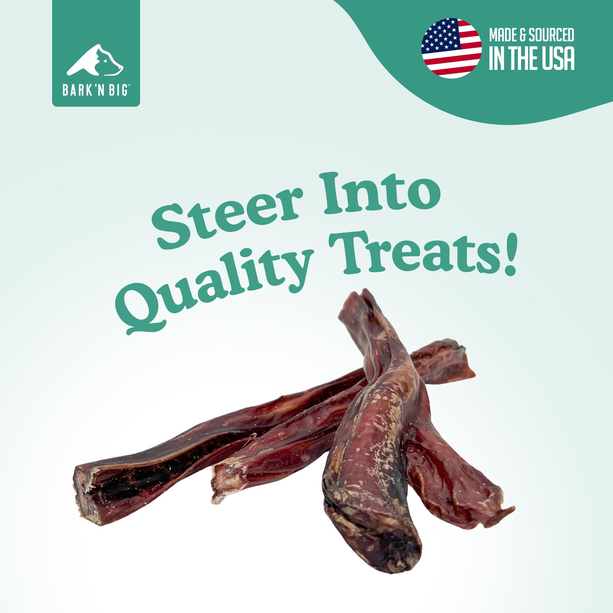 BARK'N BIG Thick Steer Sticks, dog-2 visual, satisfies power chewers with a beefy texture.