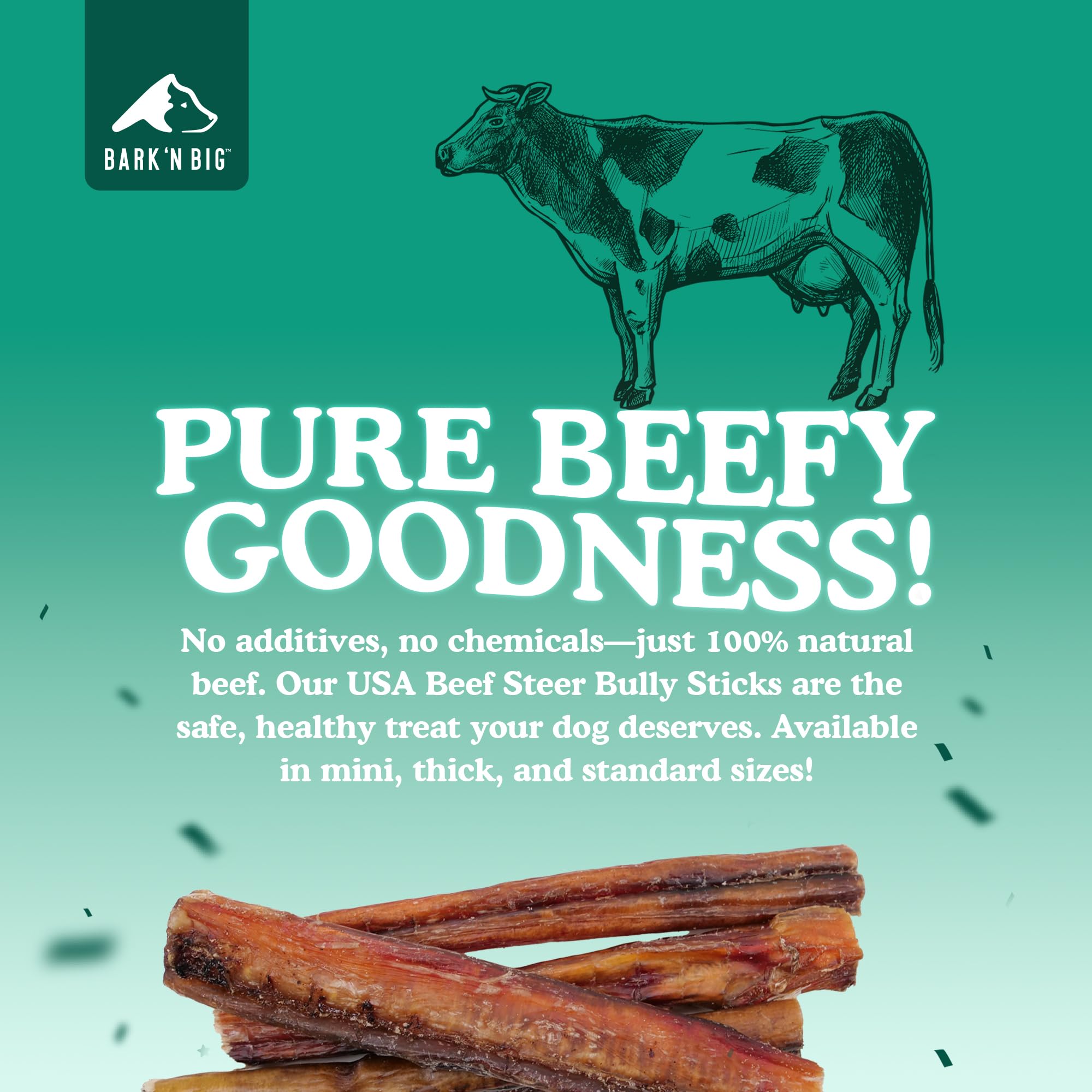 BARK'N BIG Thick Steer Sticks dog-chewing, engaging chew session and oral satisfaction.