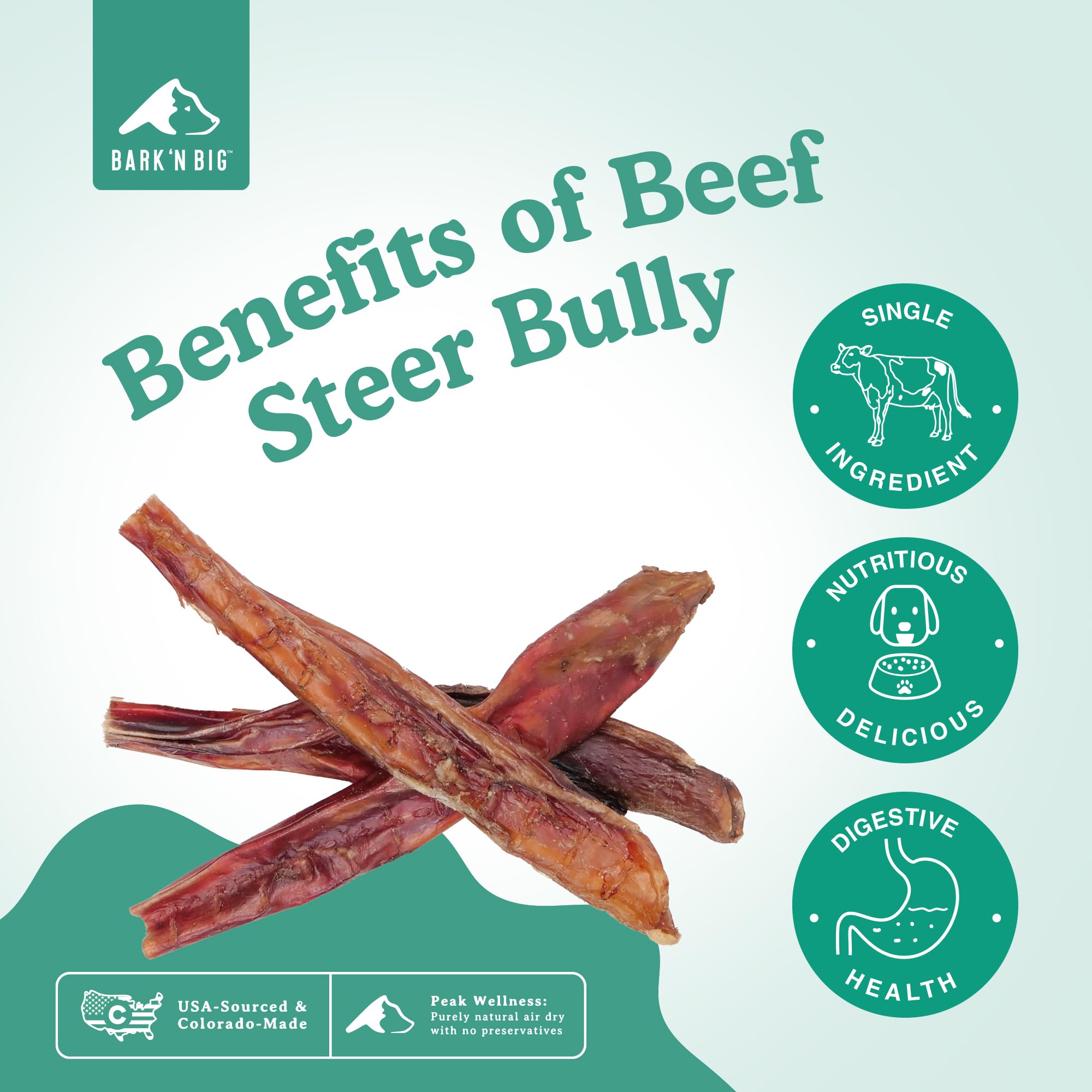 BARK'N BIG Thick Steer Sticks packhero, premium bully chew for generous treats.