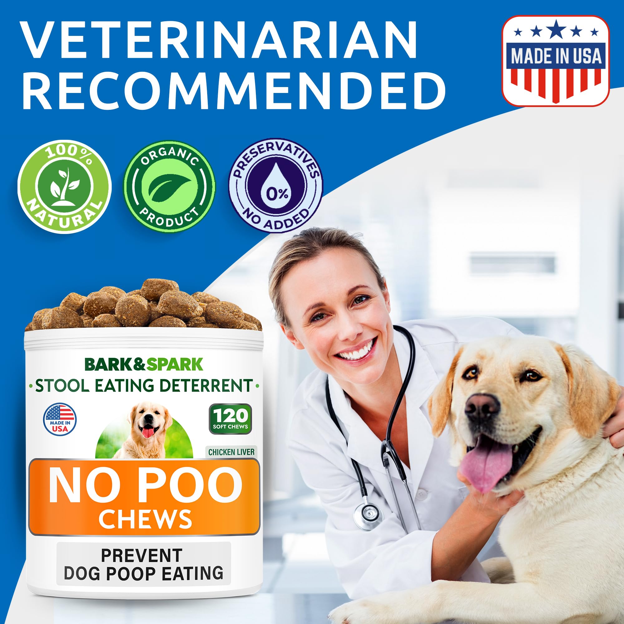 BARK&SPARK No Poo Treats 120-count jar supports long-term use for multiple pets
