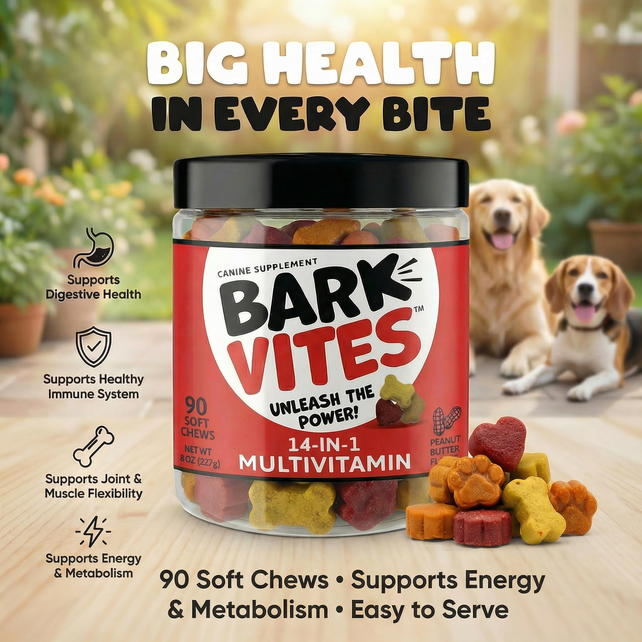 BarkVites immune-support formula with turmeric and quercetin for dogs.