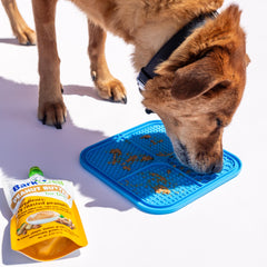 BarkWell Peanut Butter Squeeze no mess packaging ideal for hikes.