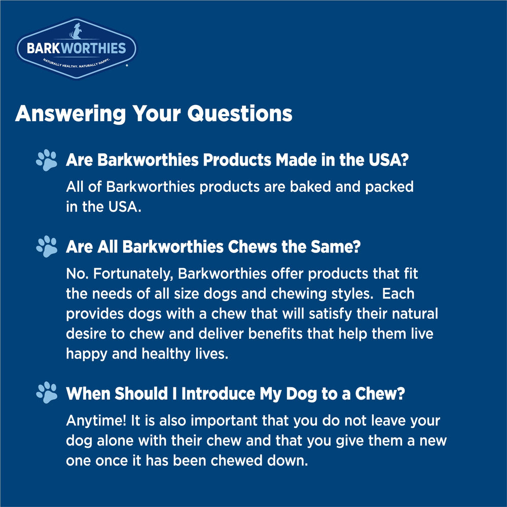 Packaging with Barkworthies branding highlighting natural ingredients