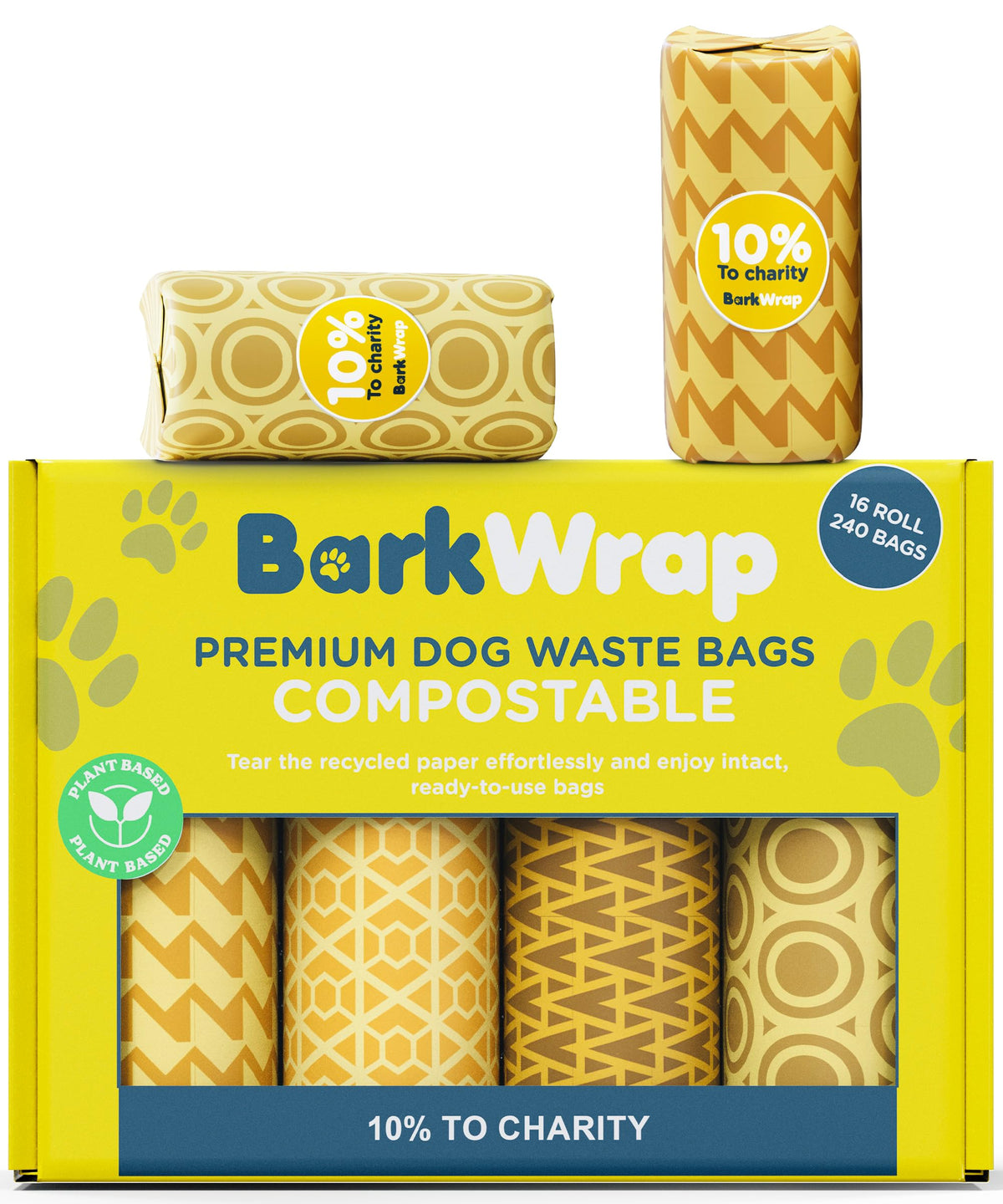 BARKWRAP BAG roll of extra-thick compostable bags for mess-free cleanup.