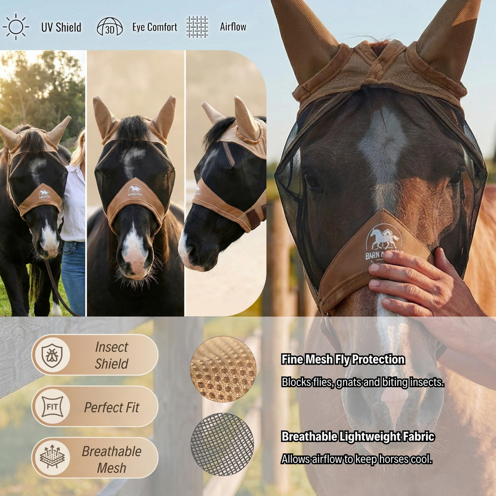 BARN & STABLE adjustable chin straps keep the mask secure during turnout.
