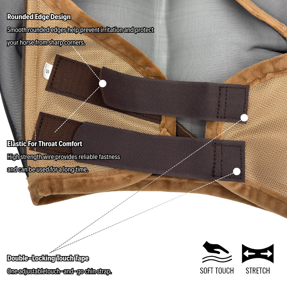 BARN & STABLE gold color fly mask adds classic barn style to turnout.