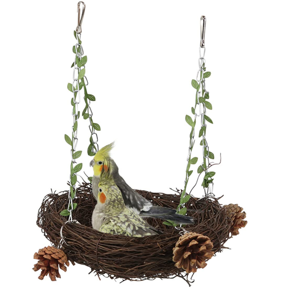 Barn Eleven parrot chew toy swing provides durable chewing entertainment.