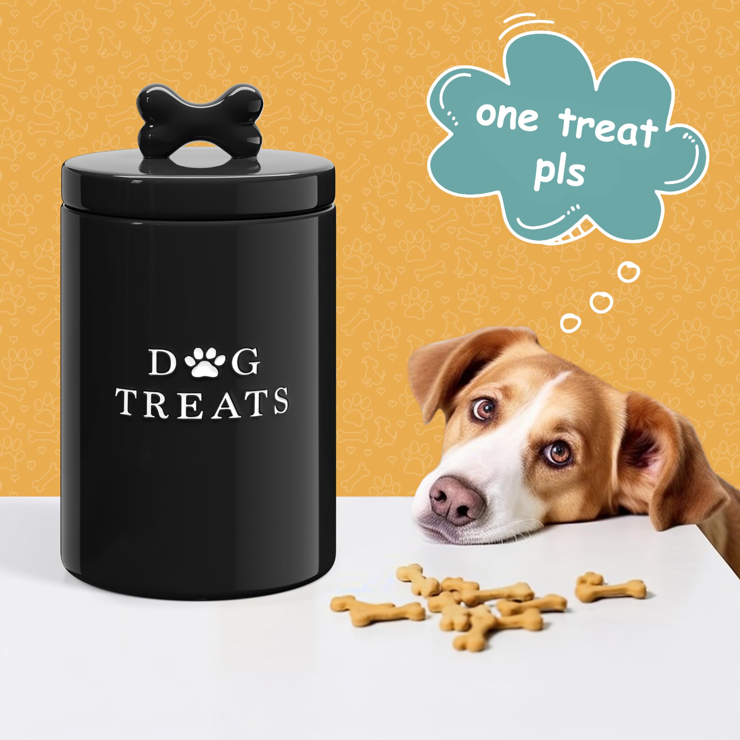 Barnyard Designs ceramic dog treat jar in black adds rustic charm
