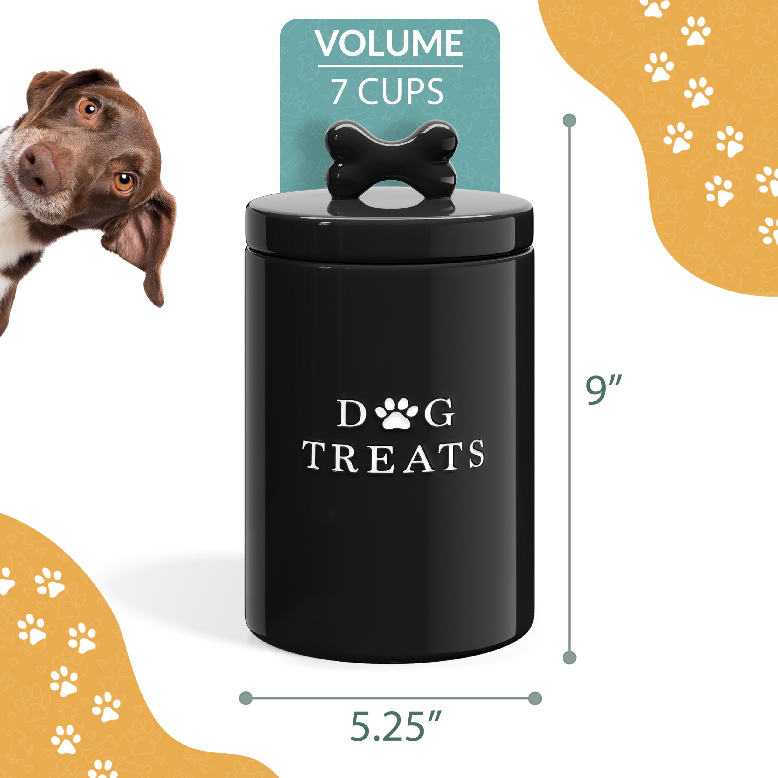 Barnyard Designs decorative dog treat canister supports both storage and display