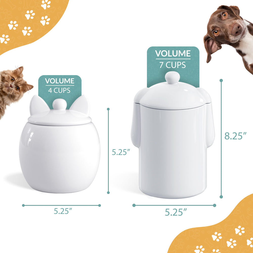 Barnyard Designs dog treat jar on kitchen counter for quick serving.
