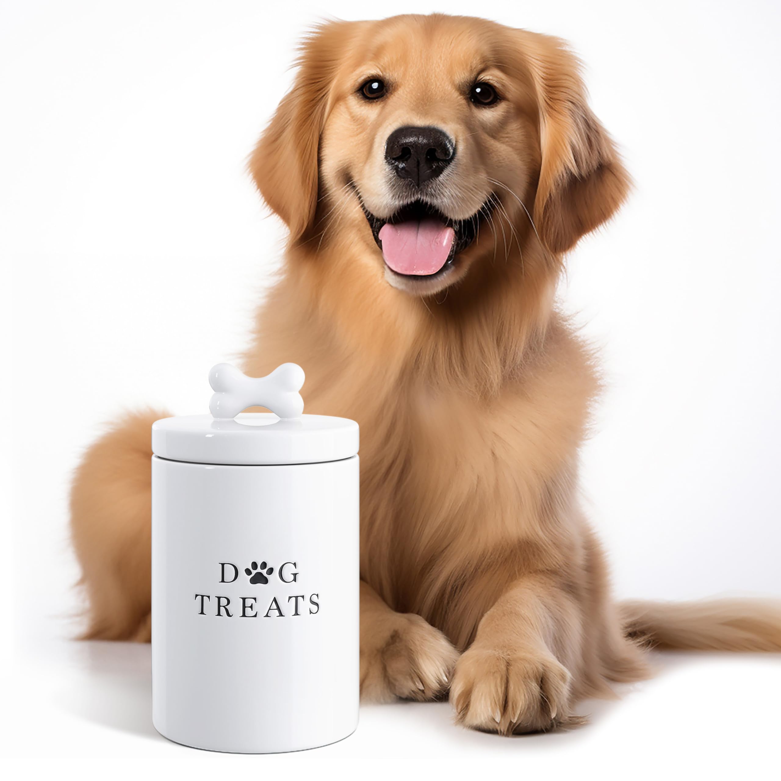 Barnyard Designs rustic white canister suitable for decor and storage.