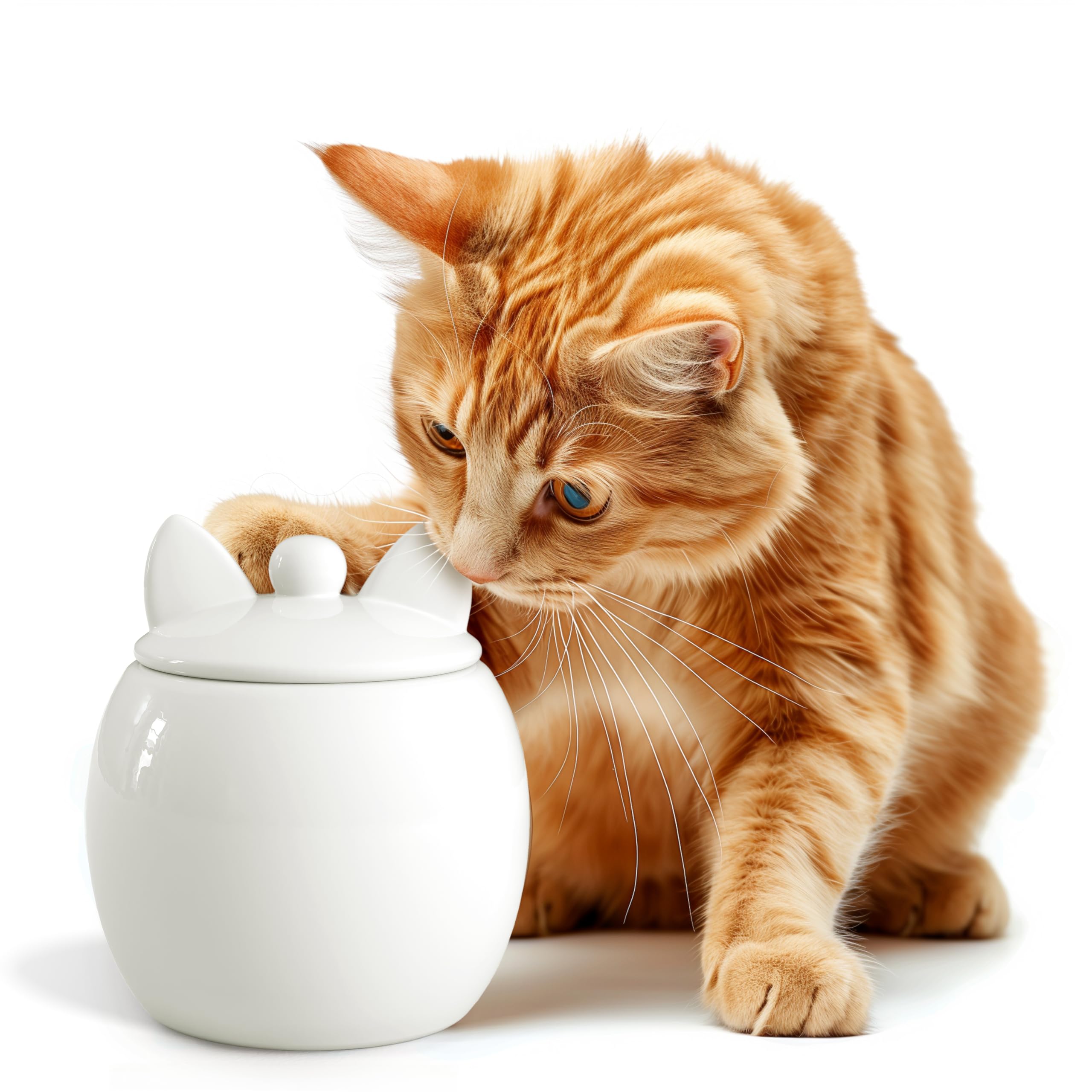 Rustic white ceramic storage jars by Barnyard Designs for pet snacks.