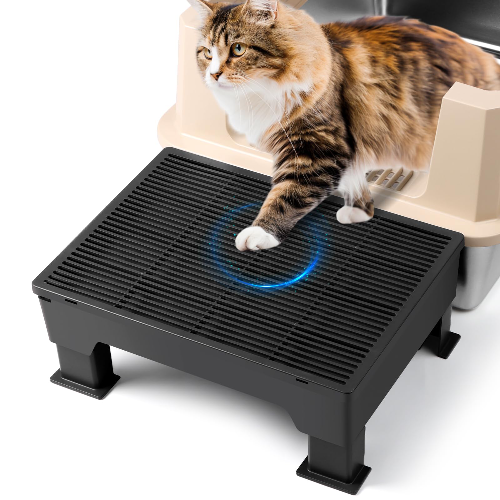 Bartuke adjustable cat litter box step ramp with base for kittens