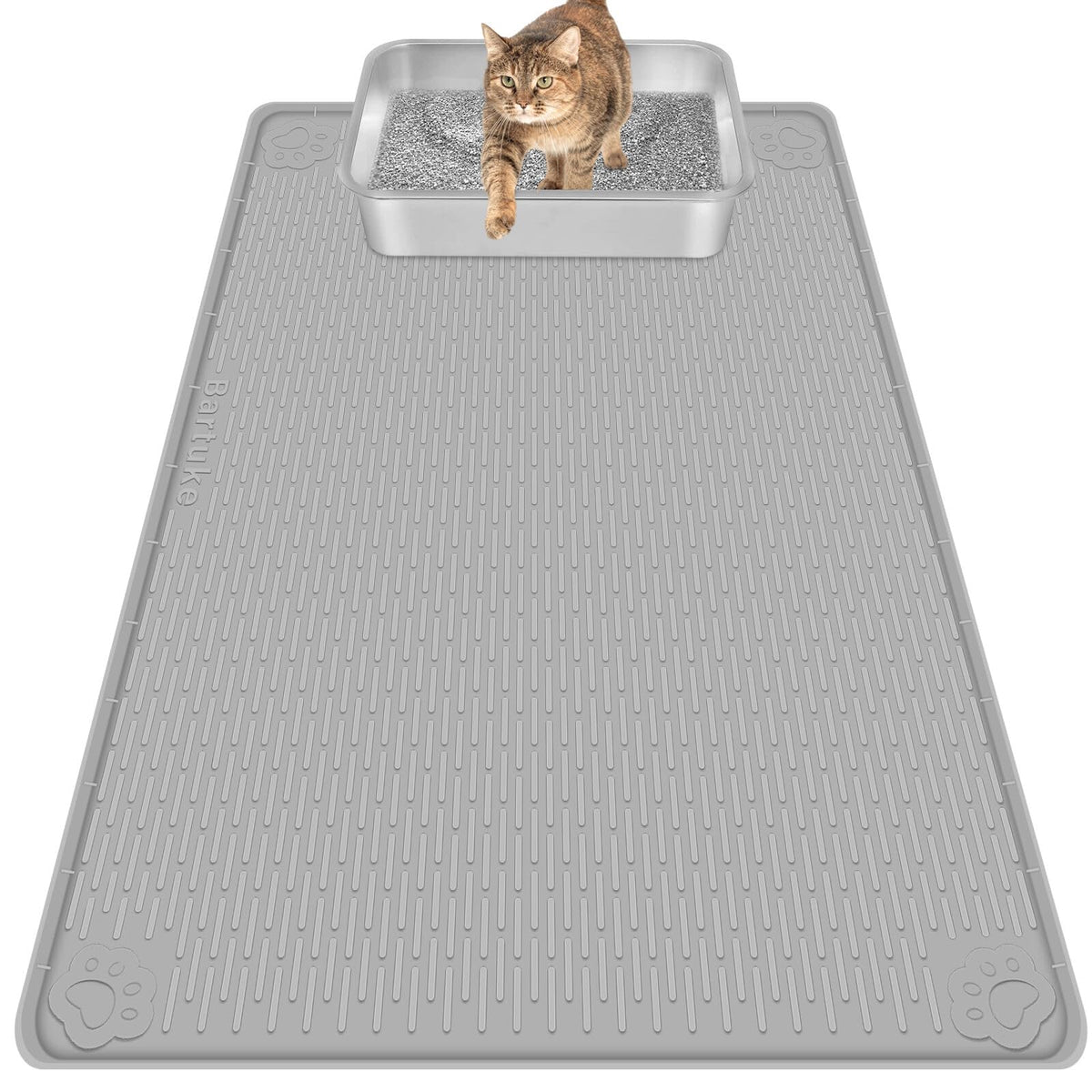 Bartuke cat litter mat provides full coverage for larger boxes with 40x28 inch dimensions.