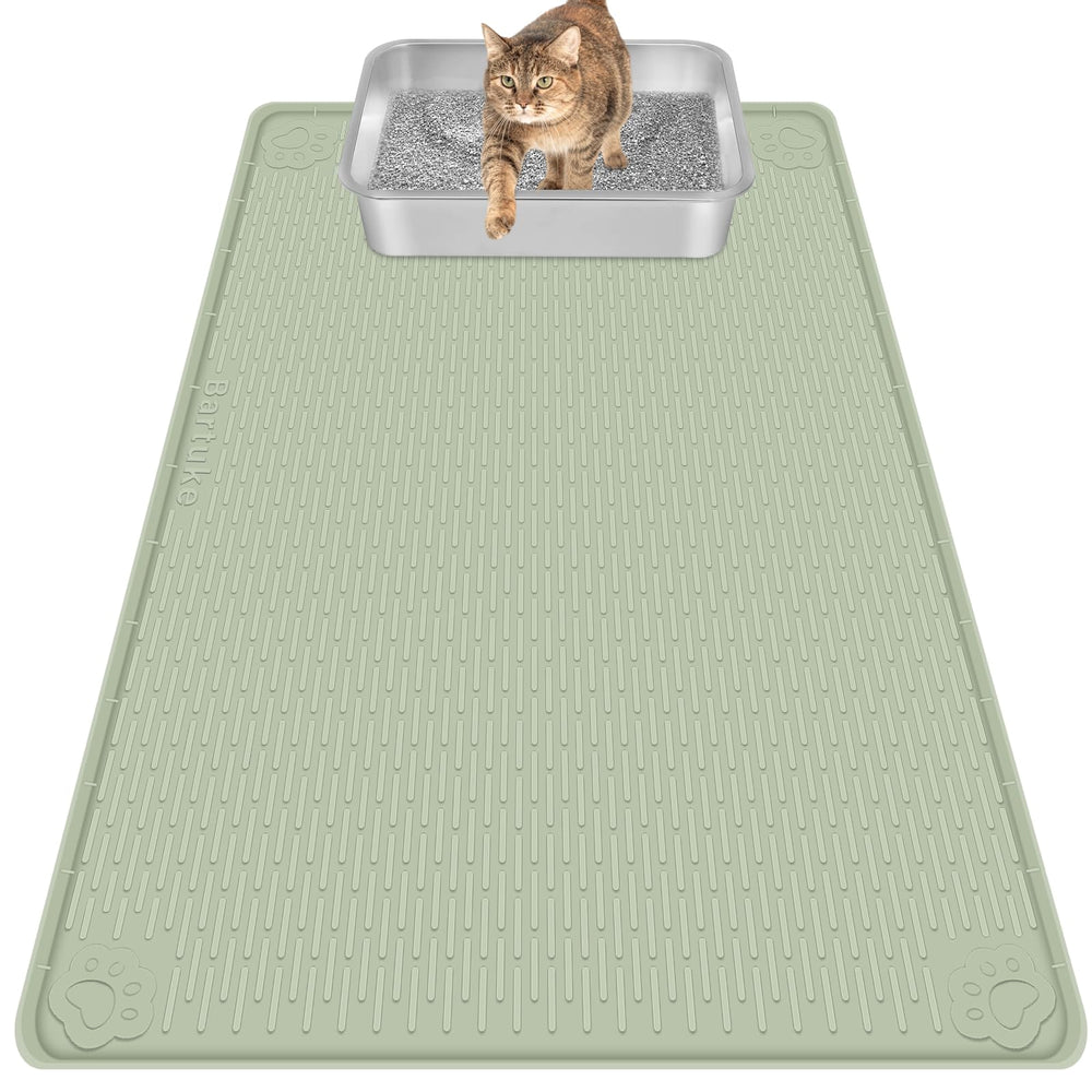 Bartuke cat litter mat full view showing large green coverage.