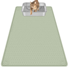 Bartuke cat litter mat full view showing large green coverage.