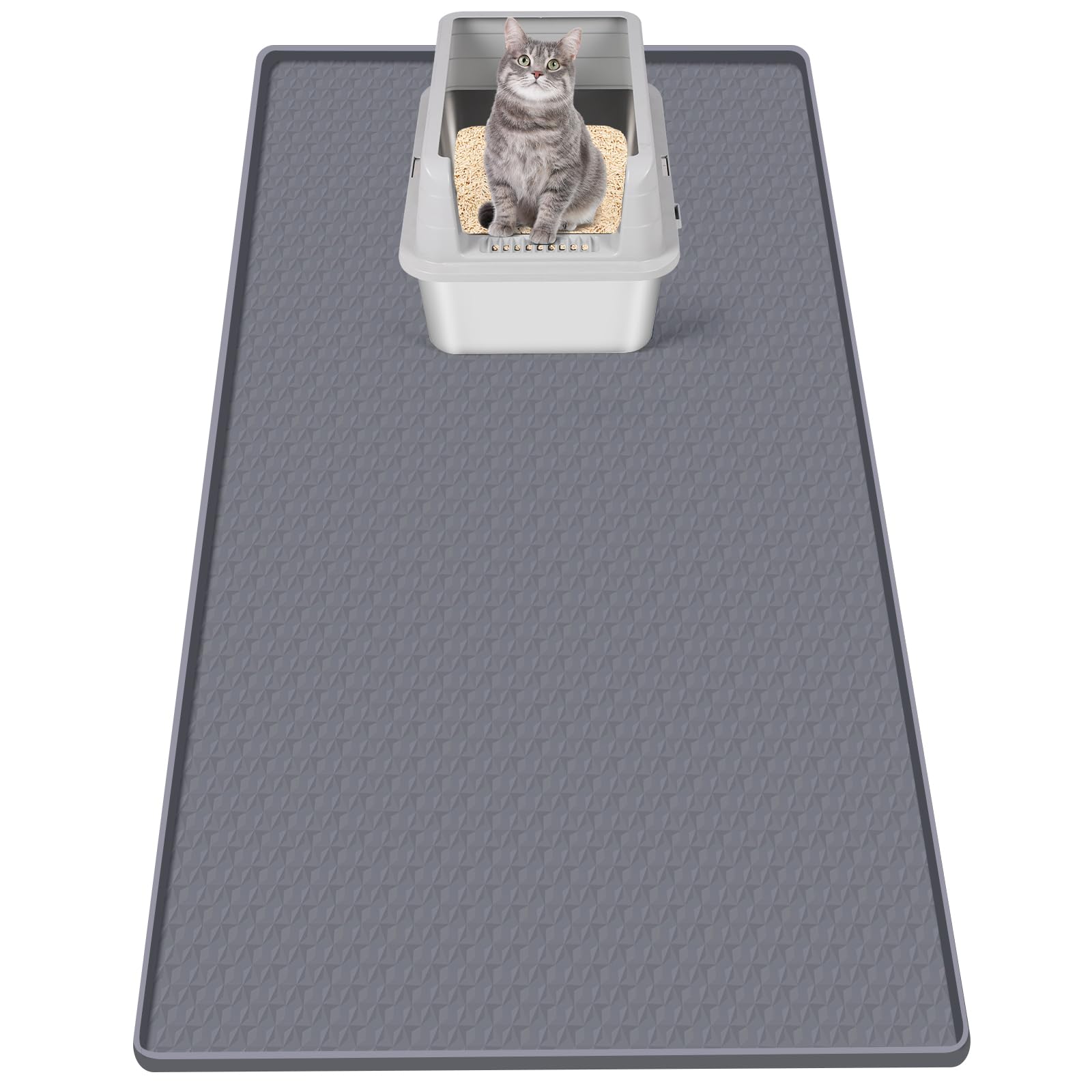 Bartuke cat litter mat showing large coverage that helps protect floors