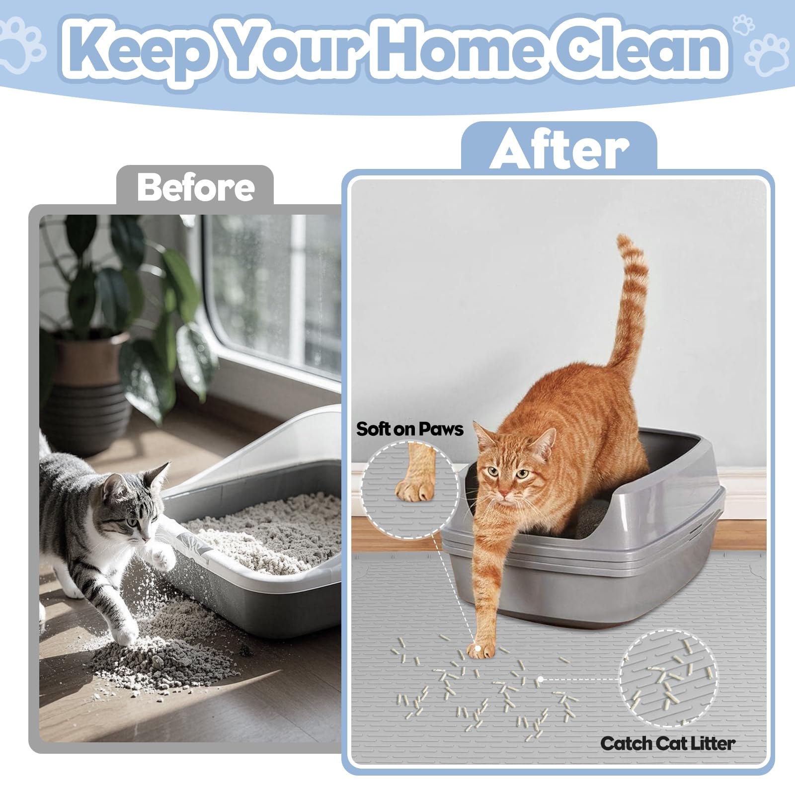 Bartuke silicone mat offers soft paws protection for comfortable every-day use.