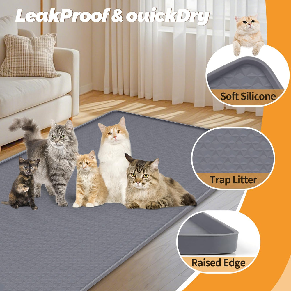 Bartuke litter mat with textured capture area trapping litter