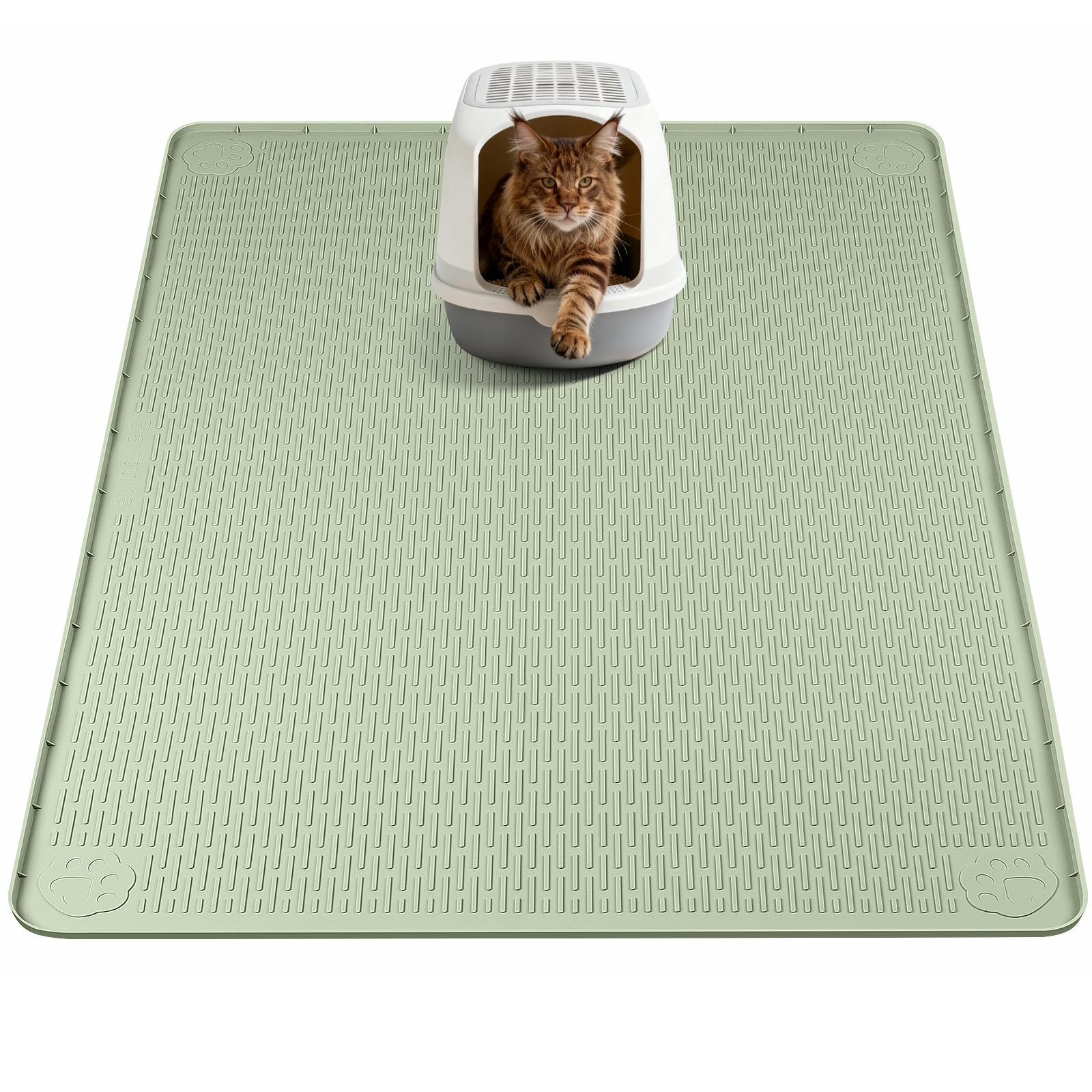 Bartuke cat litter mat XL 40x40 green with textured surface traps litter