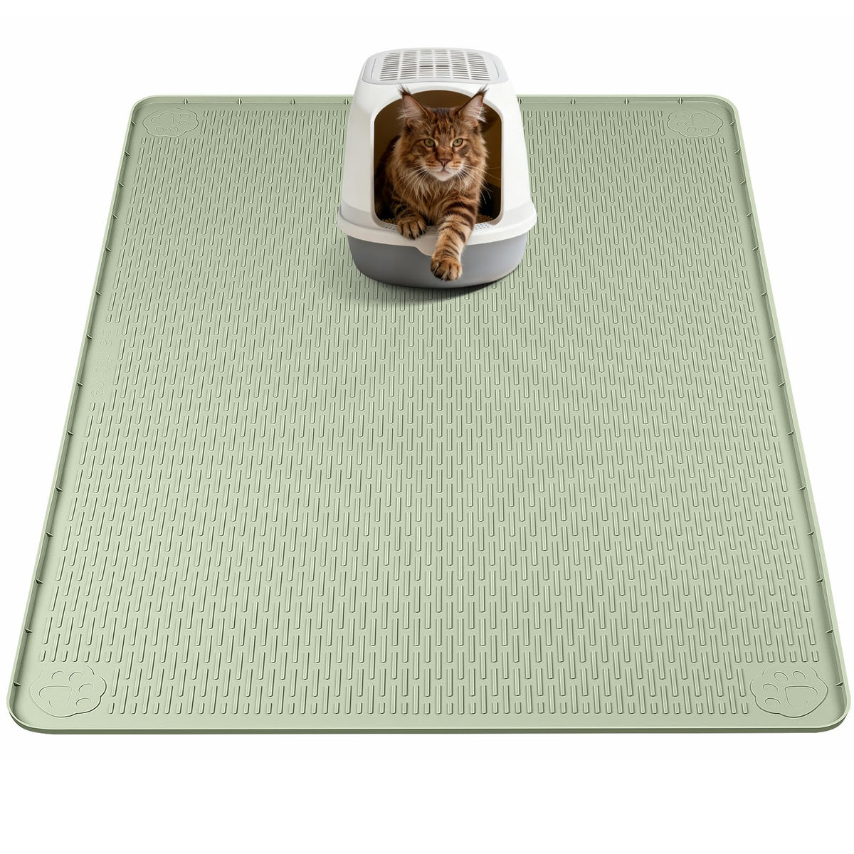 Bartuke cat litter mat XL 40x40 green with textured surface traps litter